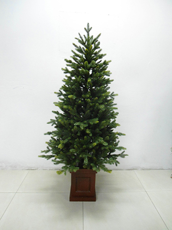 SYT50E002 5FT Led pre-lit Rocky Ridge Pine Fiber optical Artificial Christmas Tree W/wooden pot