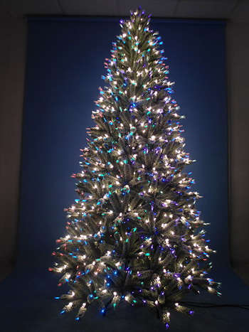 SYT76E124/7.5FT Led and Mini pre-lit Fiber optical Flocked Artificial Christmas Tree